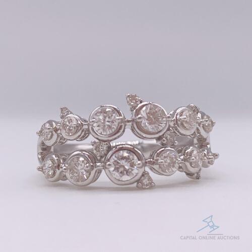 14kt Solid White Gold & Diamond Band Ring