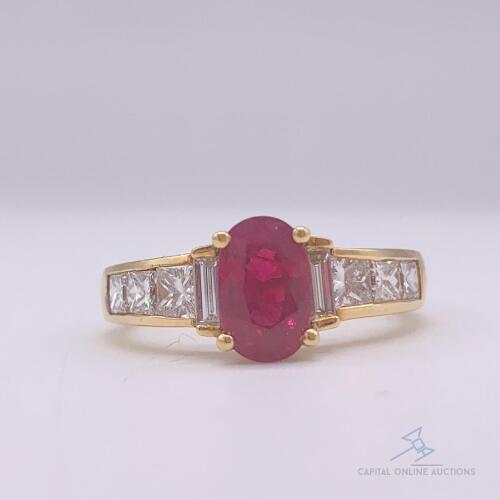 18kt Gold, Ruby, & Diamond Ring