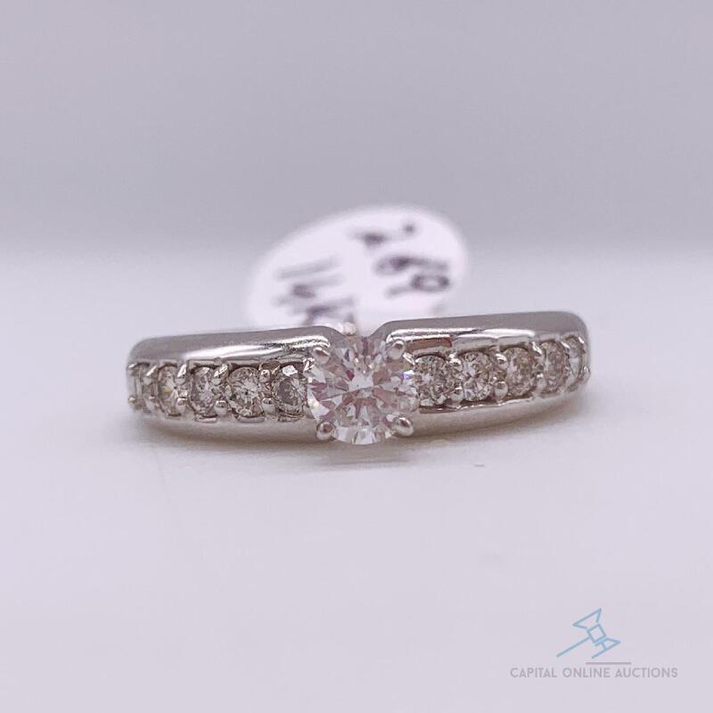 14kt Solid White Gold Diamond Engagement Ring