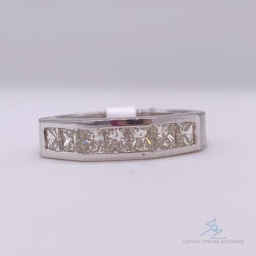 14kt Solid White Gold & Diamond Band Ring