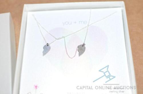 Dogeared "Your + me" Silver 18" Half Heart Necklaces NEW (Includes 2 Necklaces)