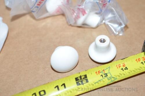 (Lot - Approx 150) White Cabinet Knobs - Individually wrapped - Porcelain like