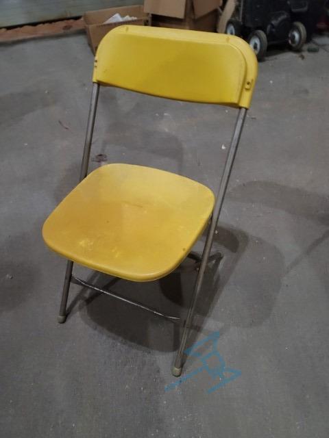 (50) Folding Chair Yellow on Beige Frame