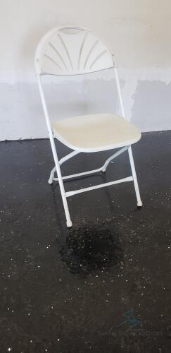 (50) Folding Fan Back Chair White on White Frame