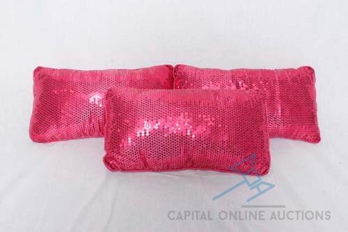 3 Pink Sequin Rectangular Pillows