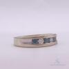 14kt White Gold, Blue & Diamond Band Ring - 3