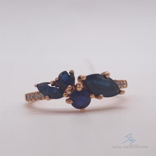 14kt Gold, Blue Sapphire, & Diamond Ring