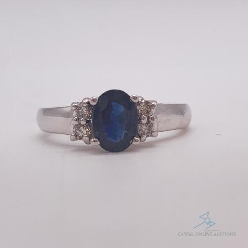 14kt Gold, Blue Sapphire, & Diamond Ring