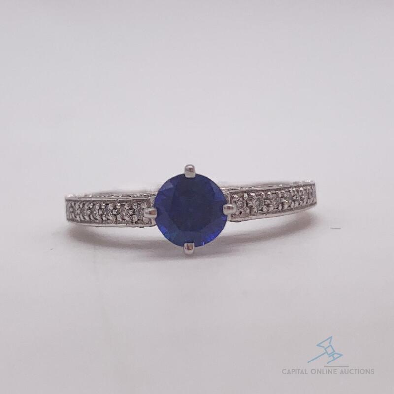 14kt Gold, Blue Sapphire, & Diamond Ring