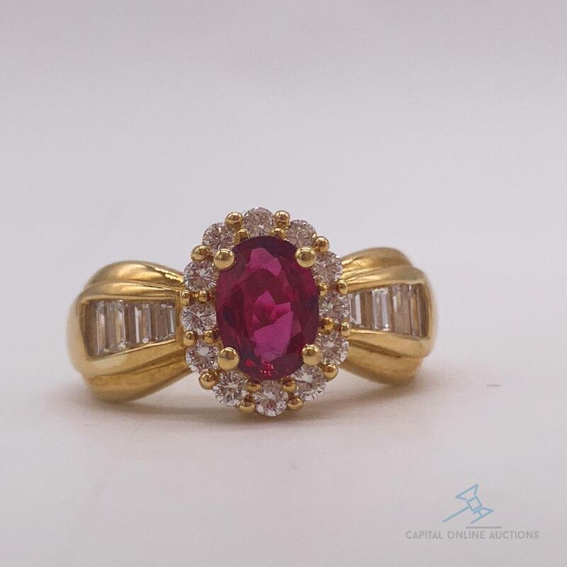 Gorgeous 18kt Gold, Ruby, & Diamond Cocktail Ring