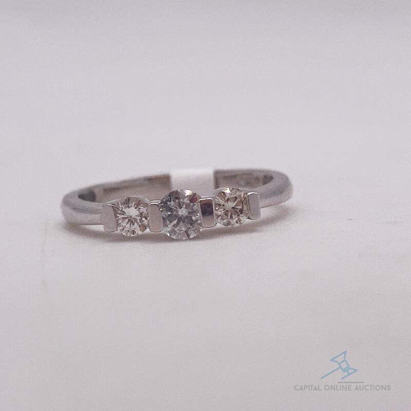 14kt Solid White Gold Diamond Band Ring