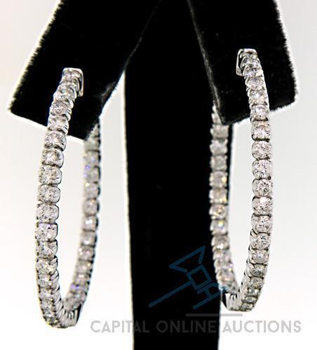 Sparkling 5.0 Carat Diamond Hoop Earrings in 14kt Gold