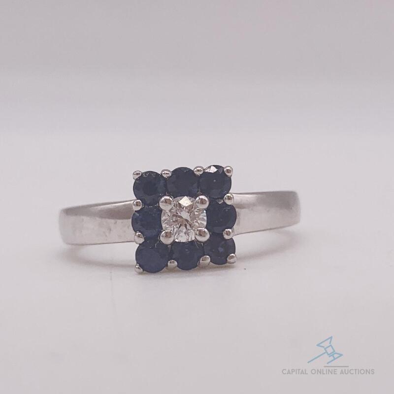 14kt Gold, Blue Sapphire, & Diamond Ring