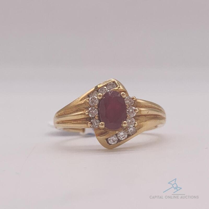 18kt Gold, Ruby, & Diamond Ring