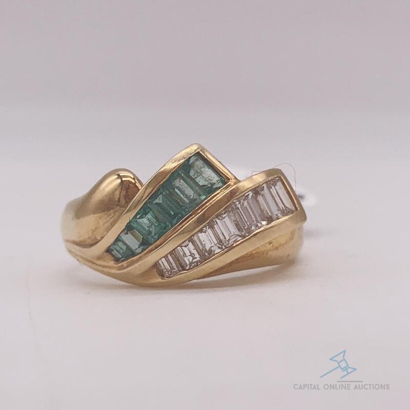 18kt Gold, Emerald, & Diamond Cocktail Ring