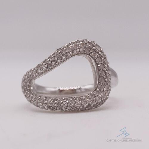 14kt Solid White Gold Diamond Band Ring