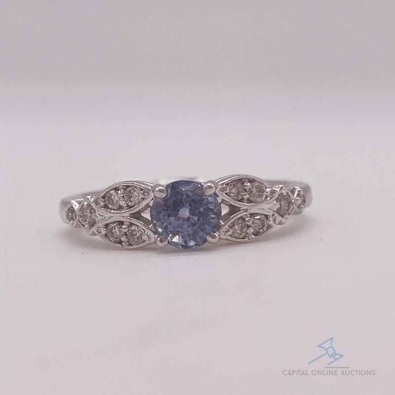 14kt Gold, Blue Sapphire, & Diamond Ring