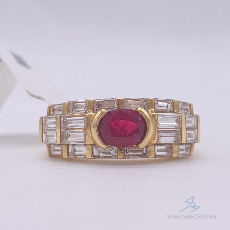 18kt Gold, Ruby, & Diamond Ring