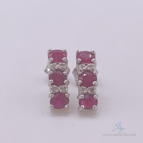 14kt Gold, Ruby, & Diamond Earrings