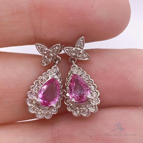 14kt Gold, Pink Sapphire, & Diamond Earrings