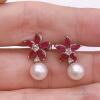 14kt Gold, Ruby, Diamond, & Pearl Earrings - 4