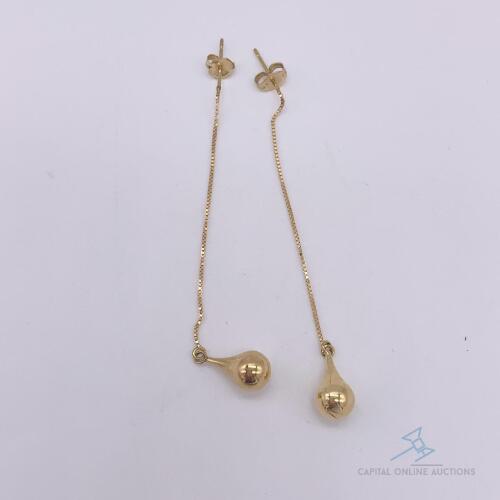 14kt Solid Yellow Gold Dangle Earrings