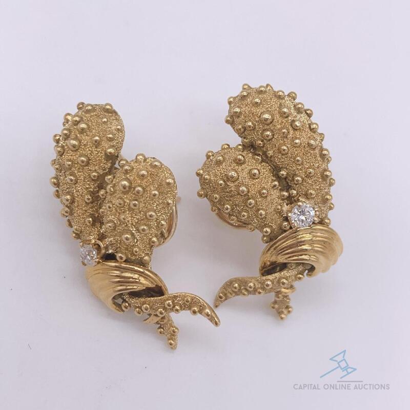 14kt Yellow Gold & Diamond Earrings
