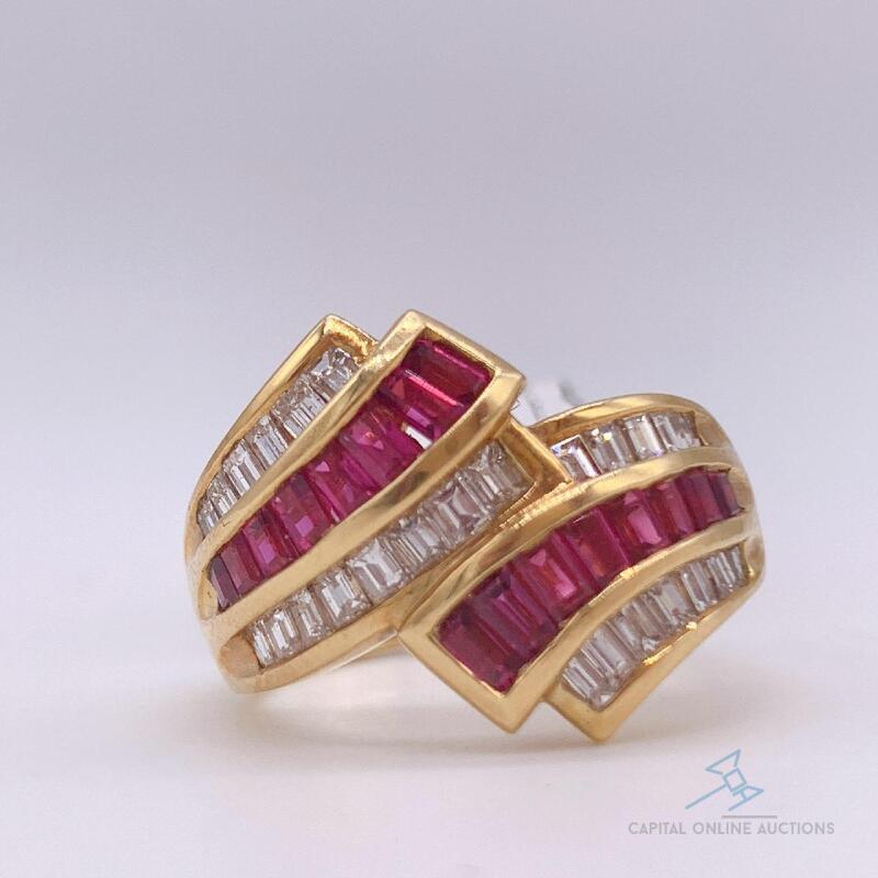 18kt Gold, Ruby & Diamond Cocktail Ring