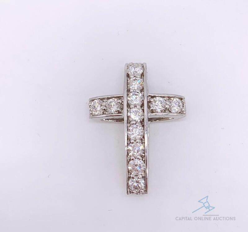 14kt White Gold Diamond Cross Pendant