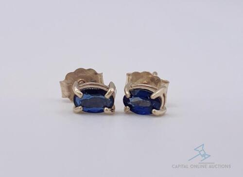 14kt Yellow Gold & Blue Sapphire Stud Earrings