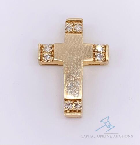 14kt Solid Gold & Diamond Cross Pendant