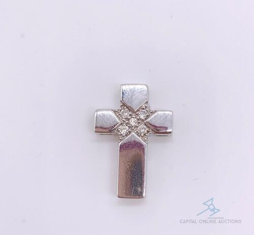 14kt Solid Gold & Diamond Cross Pendant