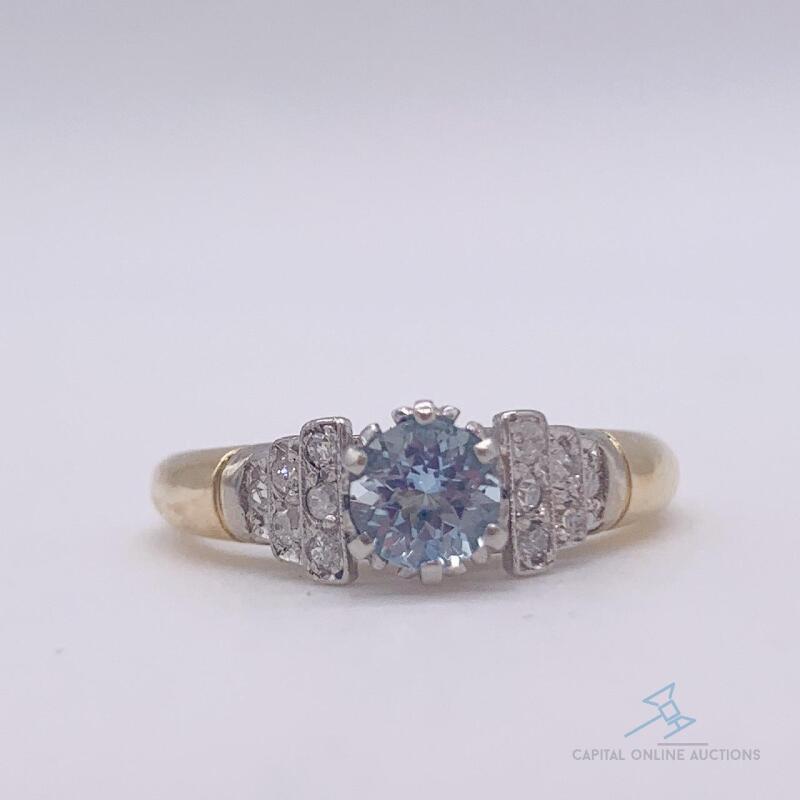 14kt Gold, Aquamarine, & Diamond Ring