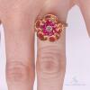 14kt Gold, Ruby, & Diamond Flower Cocktail Ring - 4