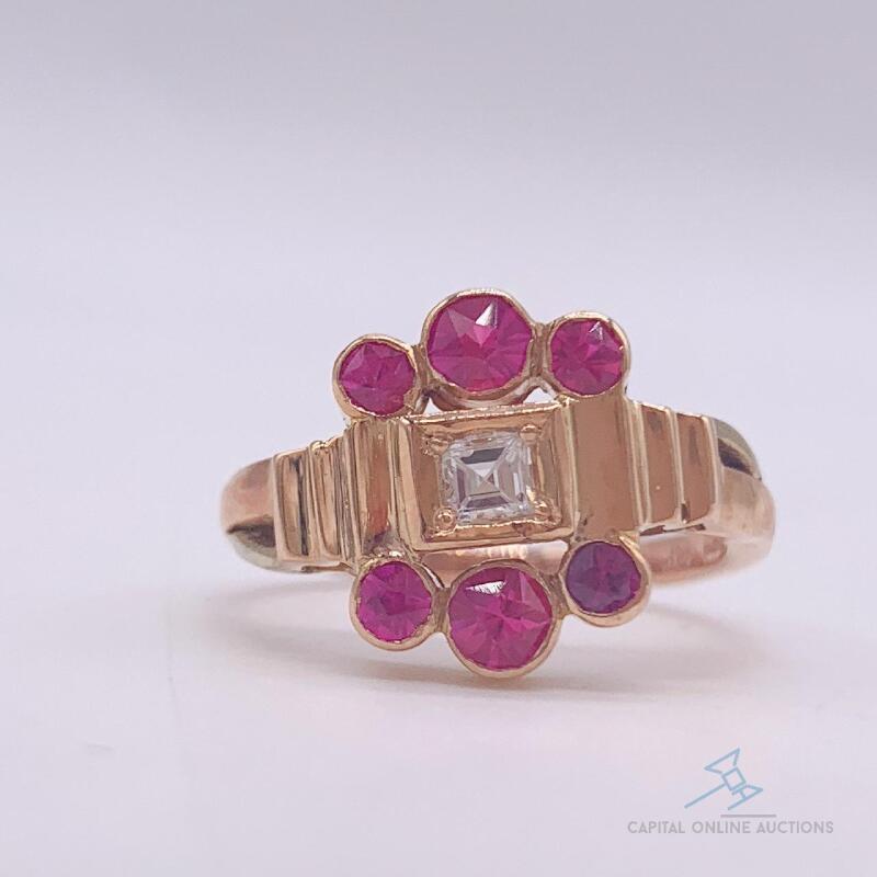 14kt Gold, Ruby, & Diamond Cocktail Ring