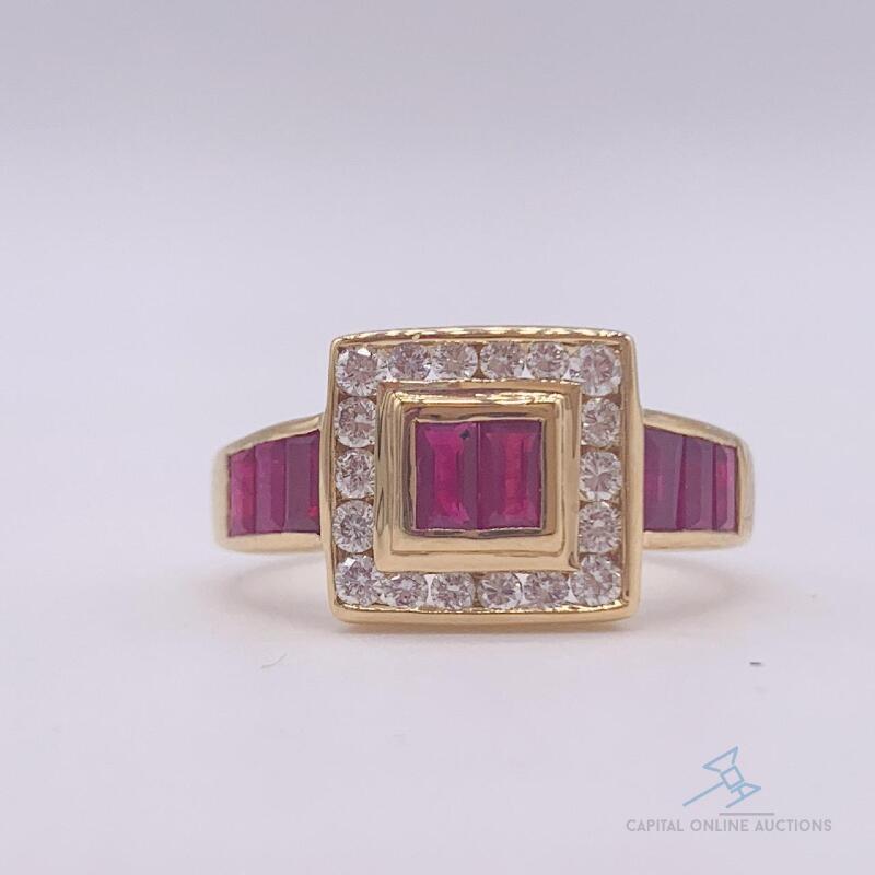 18kt Gold, Ruby, & Diamond Ring