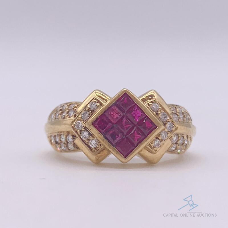 18kt Gold, Ruby, & Diamond Ring