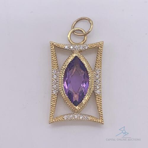 14kt Gold, Amethyst, & Diamond Pendant