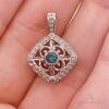 14kt Gold, Blue & White Diamond Pendant - 2