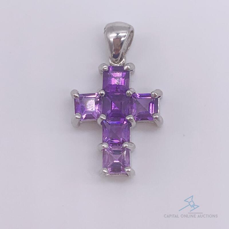 14kt Gold & Amethyst Cross Pendant