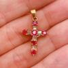 14kt Gold, Ruby, & Diamond Cross Pendant - 2