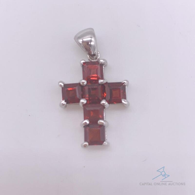 14kt Gold & Garnet Cross Pendant