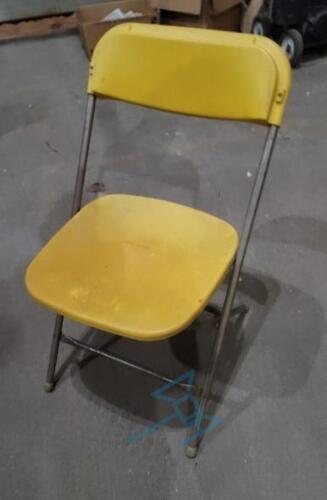 (50) Folding Chair Yellow on Beige Frame