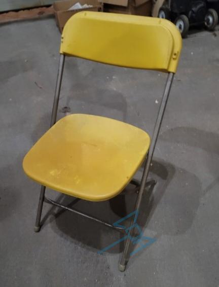 (50) Folding Chair Yellow on Beige Frame