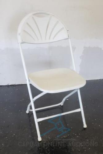 (50) Folding Fan Back Chair White on White Frame