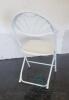 (50) Folding Fan Back Chair White on White Frame - 2