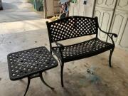 (2) Piece Iron Patio Set - 1 Iron Love seat bench and 1 side table