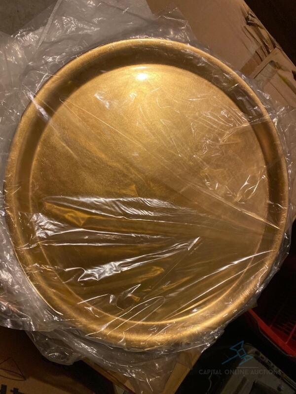 (13) 16” Gold Plastic Serving Trays