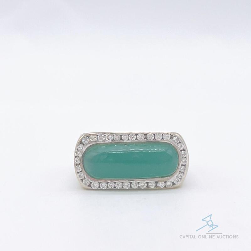 Platinum Jade & Diamond Cocktail Ring