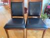 (4) wood framed, black leather chairs - 5